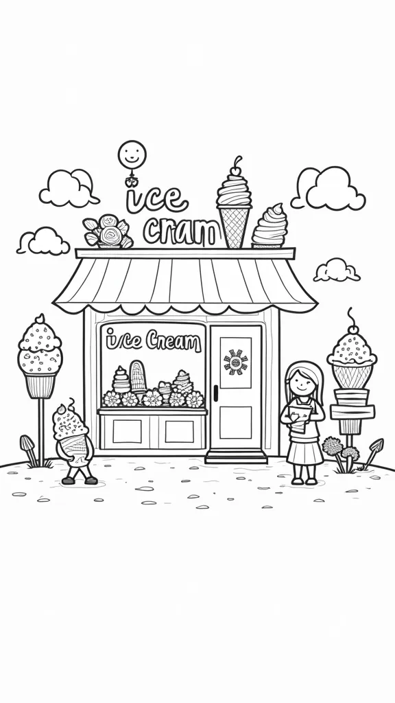 ice cream store coloring page